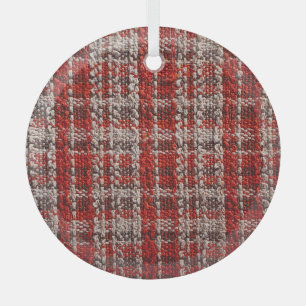 Red Tartan Fabric: Textured Background Glass Tree Decoration