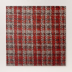 Red Tartan Fabric: Textured Background Jigsaw Puzzle