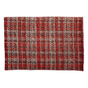 Red Tartan Fabric: Textured Background Pillowcase
