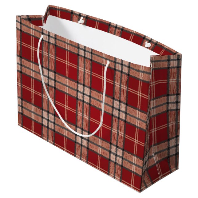 Red Tartan Large Gift Bag (Back Angled)