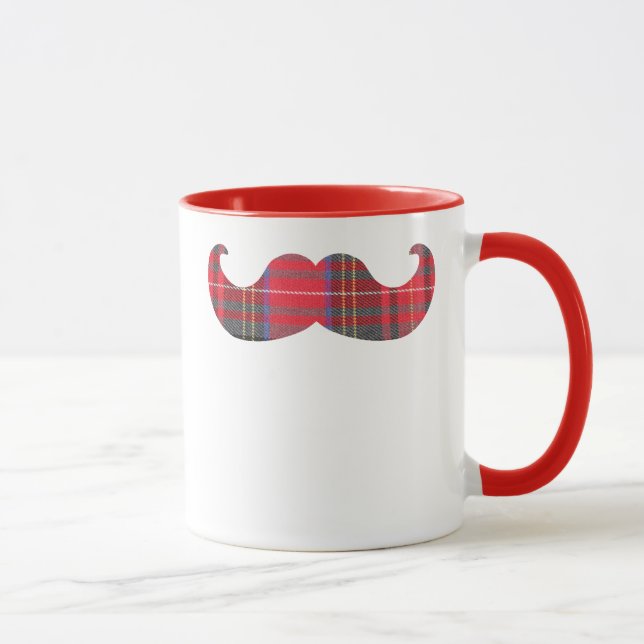 Red Tartan Moustache Mug (Right)