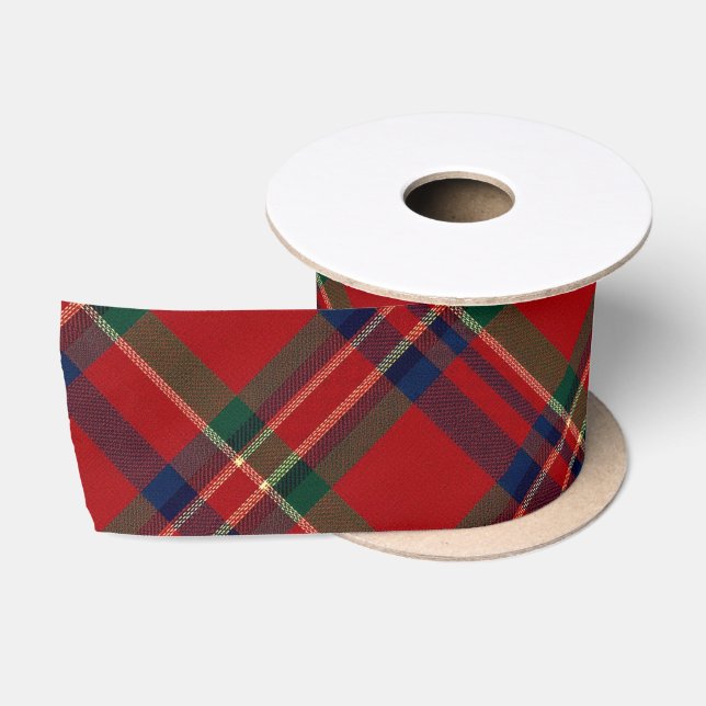 Red Tartan Pattern Plaid Satin Ribbon (Spool)