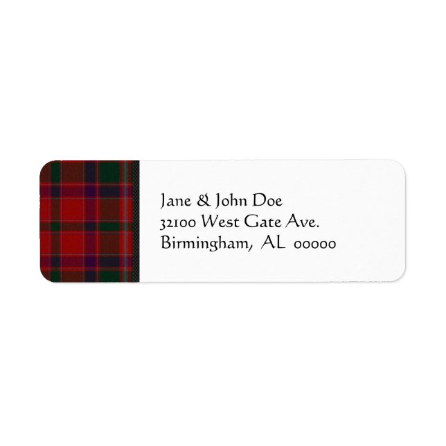 Red Tartan Plaid Address Labels (Front)