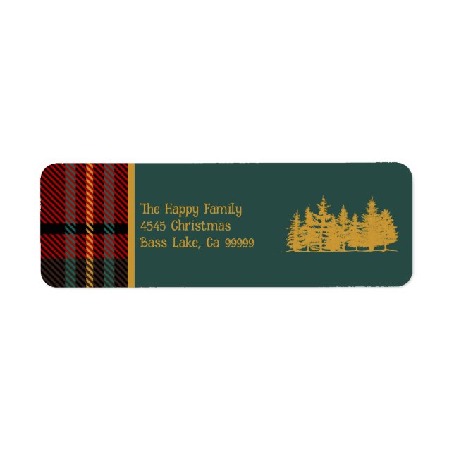 Red Tartan Plaid Merry Christmas  Return Address Label (Front)