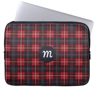 Red tartan Plaid Monogrammed Laptop Sleeve