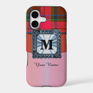 Red tartan plaid personalised monogram