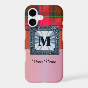 Red tartan plaid personalised monogram