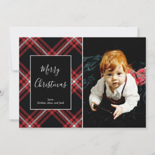 Red Tartan Plaid Photo Card for Christmas Holidays