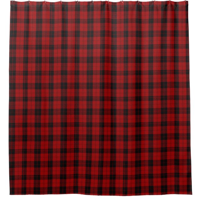 Red Tartan Plaid Scottish Kilt Shower Curtain (Front)