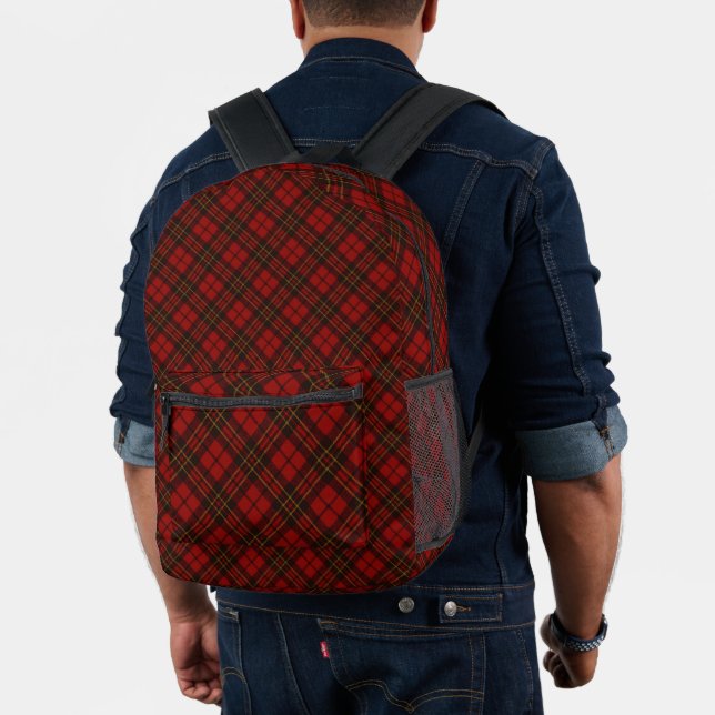 Red tartan plaid winter elegant pattern printed backpack (Insitu (Model))