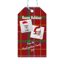 Red tartan plaid Xmas holidays photo collage