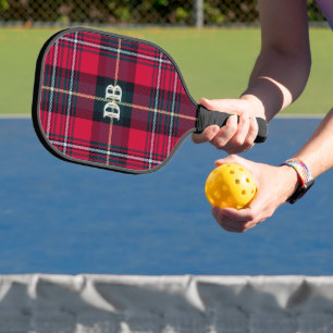 Red Tartan w/out) Name or Initials Pickleball Paddle