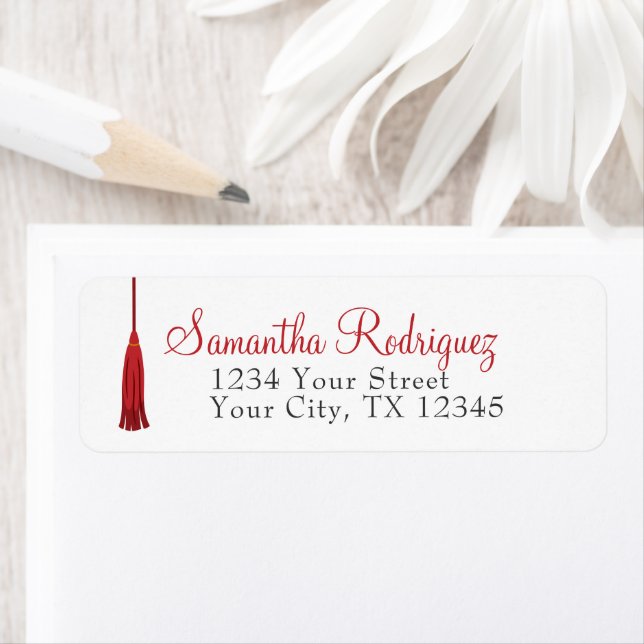 Red Tassel Graduation Label Return Address Label (Insitu)