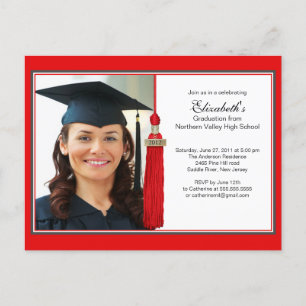 Red Tassel Photo Graduation Party Invitation 2012 Postcard