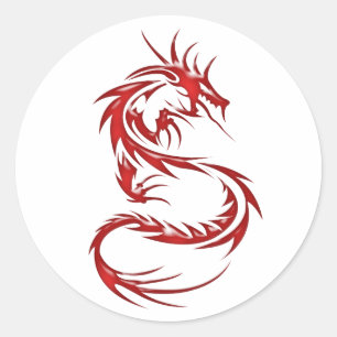 Red Tattoo Dragon Classic Round Sticker