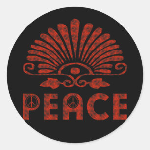 Red Tattoo Peace Art Classic Round Sticker