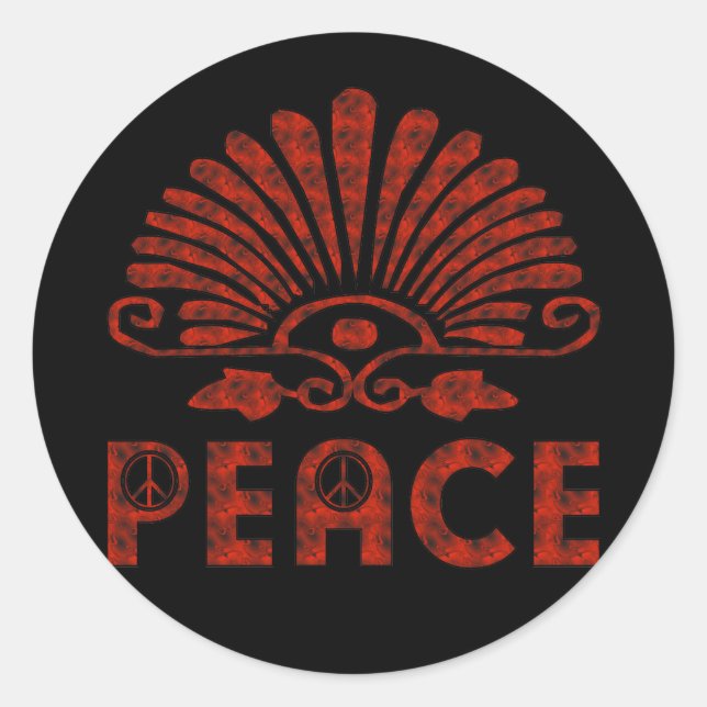 Red Tattoo Peace Art Classic Round Sticker (Front)