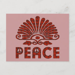 Red Tattoo Peace Art Postcard