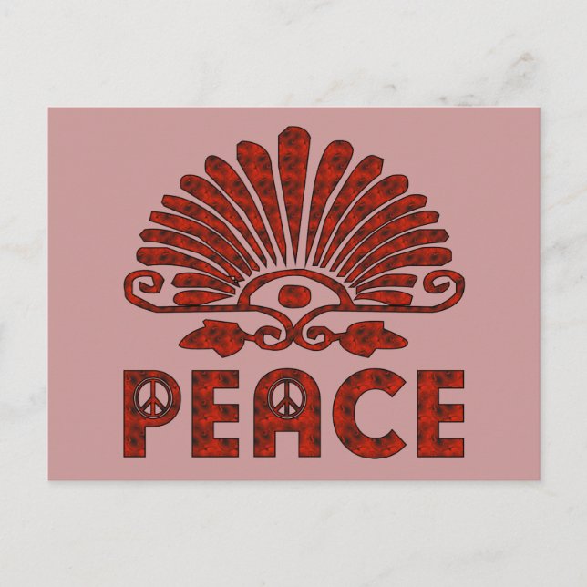 Red Tattoo Peace Art Postcard (Front)