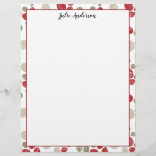 Red & Taupe Dots Pattern - Double Sided Letterhead