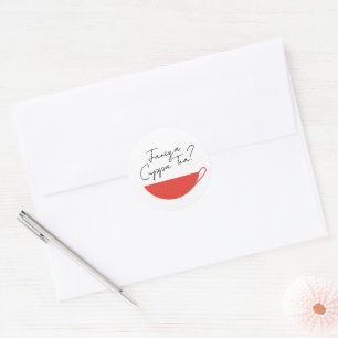 Red Teacup Envelope Seal / Sticker