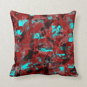 Red Teal Abstract Cushion