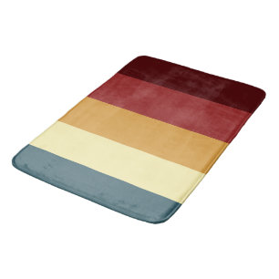 Red, teal and yellow stripes bath mat