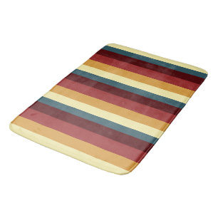 Red, teal and yellow stripes bath mat