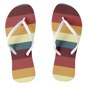Red, teal and yellow stripes thongs