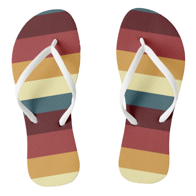 Red, teal and yellow stripes thongs (Footbed)