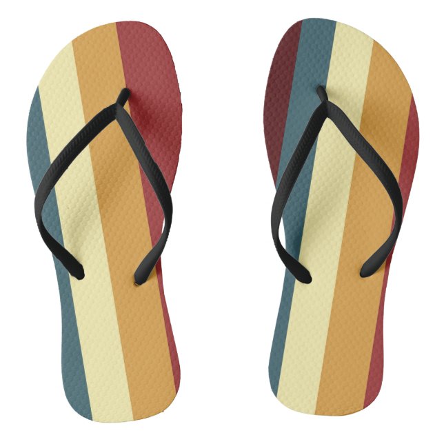Red, teal and yellow stripes thongs (Footbed)