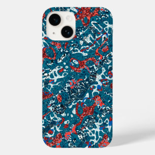 Red Teal Black White Spotted Graphic Abstraction Case-Mate iPhone 14 Case