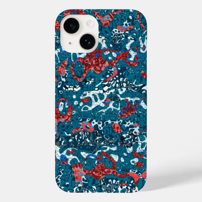 Red Teal Black White Spotted Graphic Abstraction Case-Mate iPhone Case (Back)