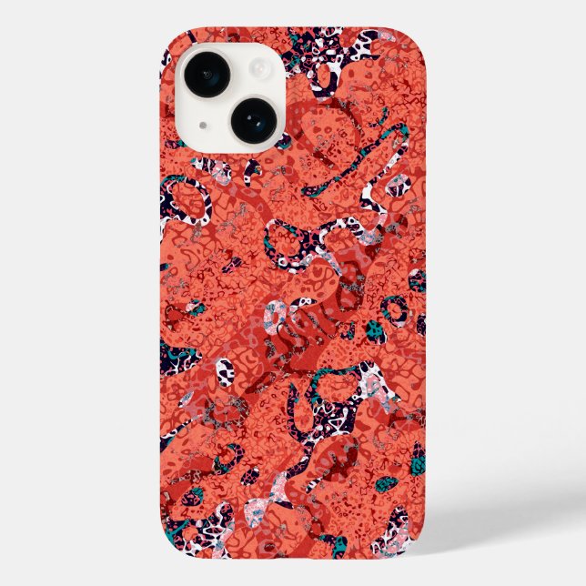 Red Teal Black White Spotted Graphic Abstraction Case-Mate iPhone Case (Back)