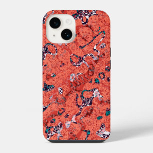 Red Teal Black White Spotted Graphic Abstraction iPhone 14 Case