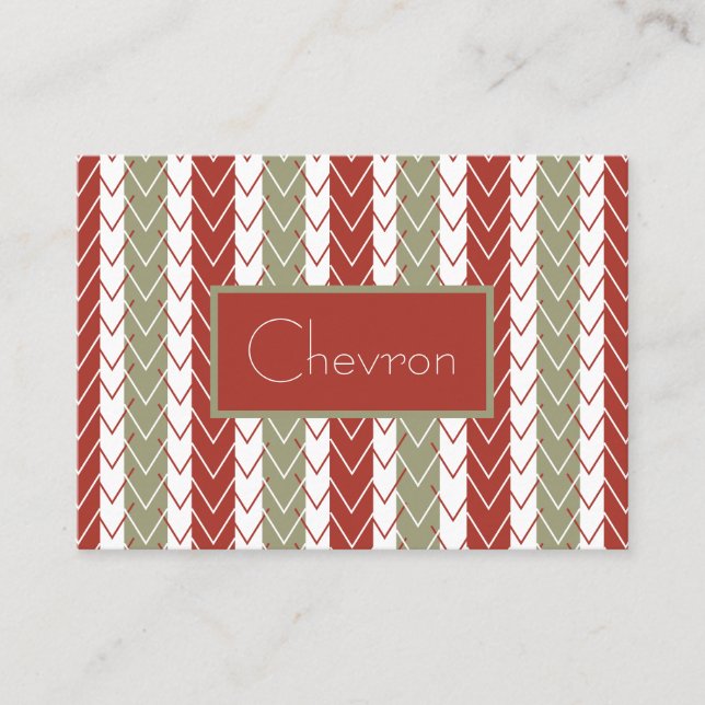 Red Teal Chevron Stripe Business Card (Front)
