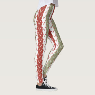 Red Teal Chevron Stripe Leggings