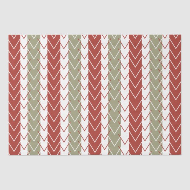 Red Teal Chevron Stripe Tissue Paper (Front)