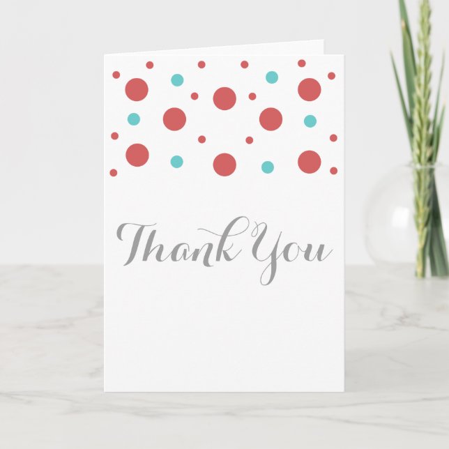 Red Teal Confetti Thank You Card (Front)
