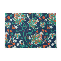 Red Teal Floral Wallpaper Pattern