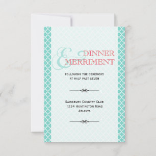 Red teal Moroccan ampersand reception enclosure Invitation