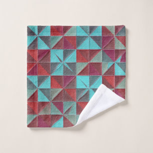 red, teal, purple, and gray quilt bath towel set