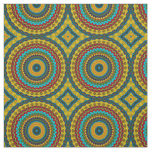 Red Teal Yellow Modern Ethnic Textile Tribal Print Fabric