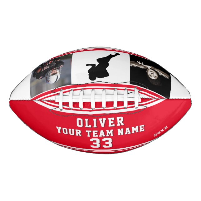 Red Team Name Player Number 2 Photo Football (Front)