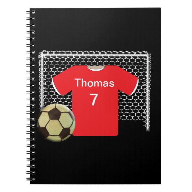Red Team Personalised Soccer Shirt Notebook (Front)
