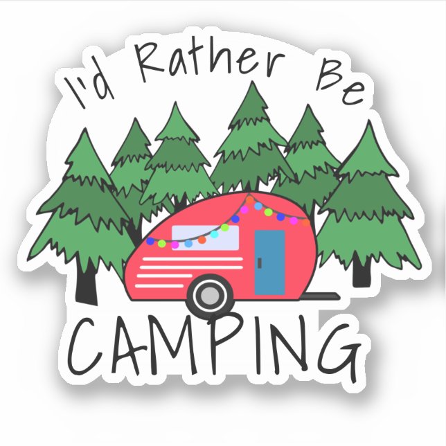 Red Teardrop Camper Sticker (Front)