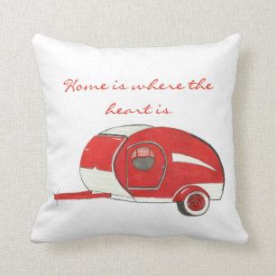 Red Teardrop Camping Poly Pillow