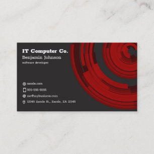 Red Tech on Dark Grey Business Card