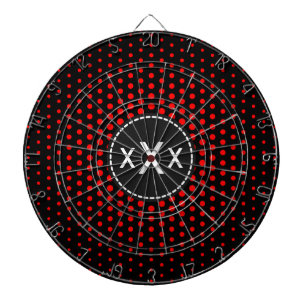 Red Techno Dots Modern Monogram Dartboard