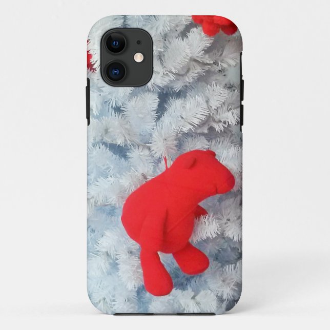 Red Teddy bear in Christmas Tree Case-Mate iPhone Case (Back)